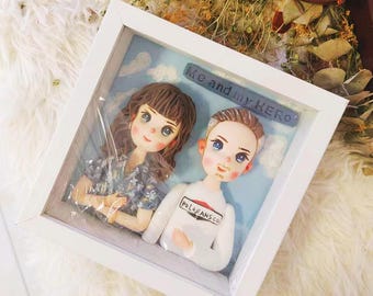 Personalized Clay Figure Photo Frame: Handmade Family Portrait Gift