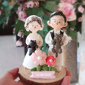 Personalized Portrait sculpture from photos, Custom Clay Couple Figurine, Handmade Romantic gift for lover, Engagement, Wedding cake topper