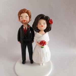 Wedding Cake Topper, Personalized Mr & Mrs 3d Portraits, Custom Clay Couple Figurines, Handmade Romantic Engagement wedding Anniversary gift