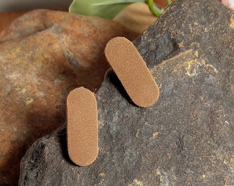 Oval Leather Stud Earrings: Hypoallergenic Stainless Steel Posts
