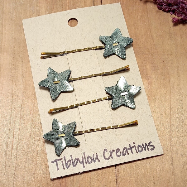 Star bobby pins, decorative hair pins, leather hair accessories