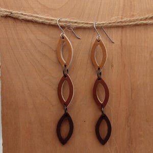 Long Leather Dangle Earrings: Hypoallergenic Stainless Steel