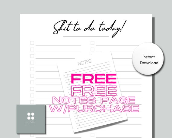 Shit to Do Today Printable List Instant Download to Do - Etsy
