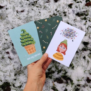 Set di 3 cartoline di Natale, moderne