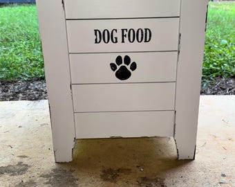 Farmhouse Style Wooden Dog Food Storage Bin Large Pet Food Bin