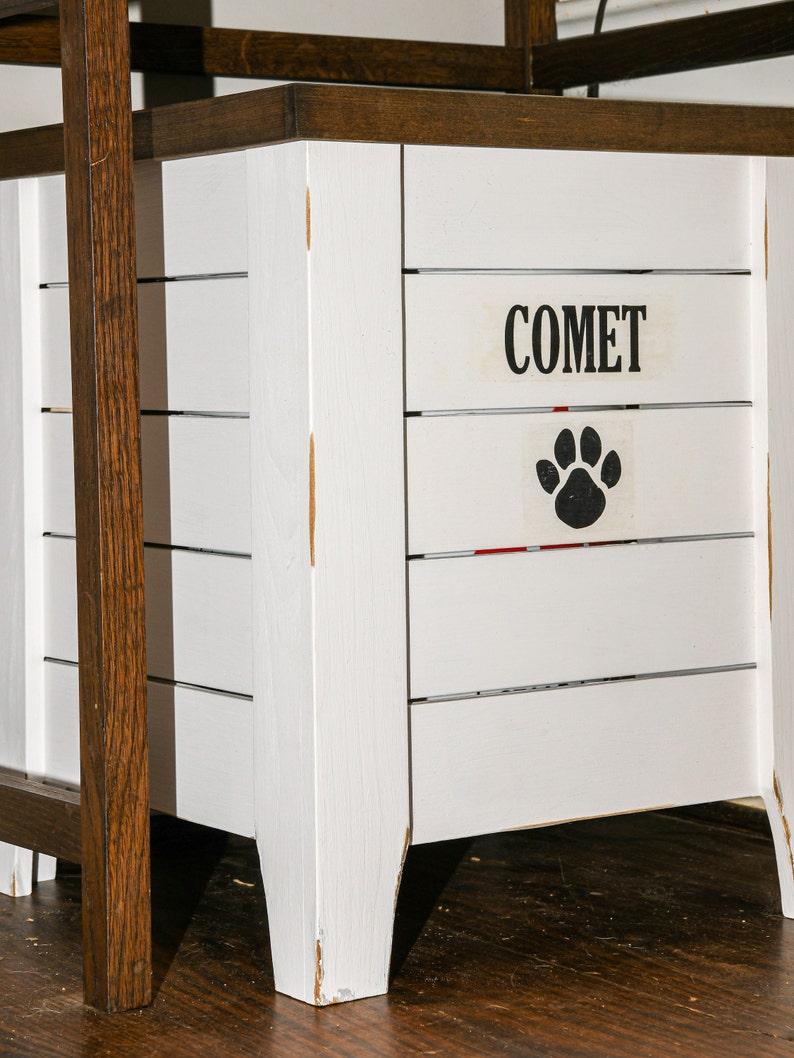 Farmhouse Style Wooden Dog Food Storage Bin Large Custom Pet Food Bin