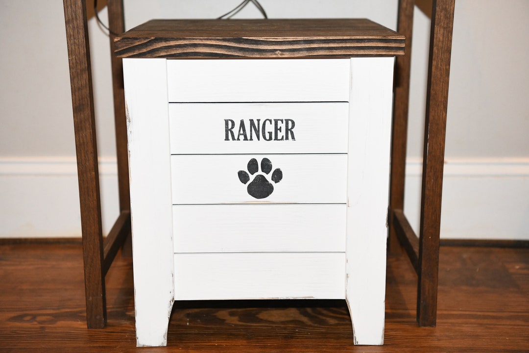 Farmhouse Style Wooden Dog Food Storage Bin Large Custom Pet Food Bin