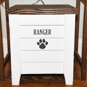 Farmhouse Style Wooden Dog Food Storage Bin | Large Custom Pet Food Bin | Large Personalized Pet Food Bin | Cat Food Bin