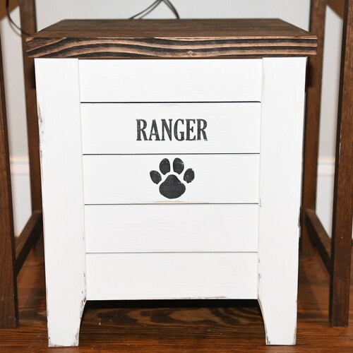 Farmhouse Style Wooden Dog Food Storage Bin Large Custom Pet Etsy