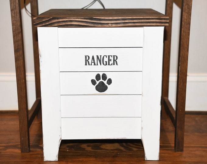 Farmhouse Style Wooden Dog Food Storage Bin Large Custom Pet Food Bin