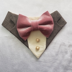 FURbulous Fetching Brown Suit Tuxedo Suit Bandanna, Choice of Colors, custom, dog, pet, wedding, party, fancy,