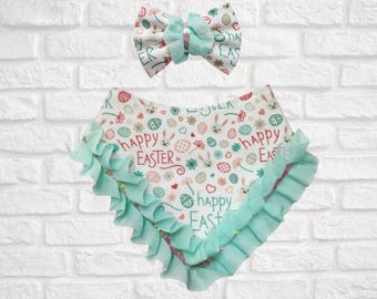 Bandana Joyeuses Pâques, noeud pour cheveux, strass FURbulous, chien, chat, animal de compagnie,