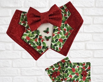 Holly Shimmer Tuxedo Suit Bandana, FURbulous, chien, chat, animal de compagnie,