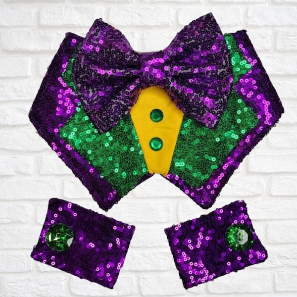 Mardi Gras Sequin Tuxedo Suit Bandana, FURbulous, dog, cat, pet, green, gold, purple