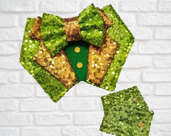 Bandana de costume de smoking à sequins vert vif, FURbulous, chien, chat, animal de compagnie,