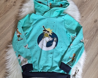 Größe 122-128 Eisbär, Die Schule der magischen Tiere, Hoodie aus Sommersweat in Mint, mit Kapuze für Mädchen und Jungen, Kinder, Babys