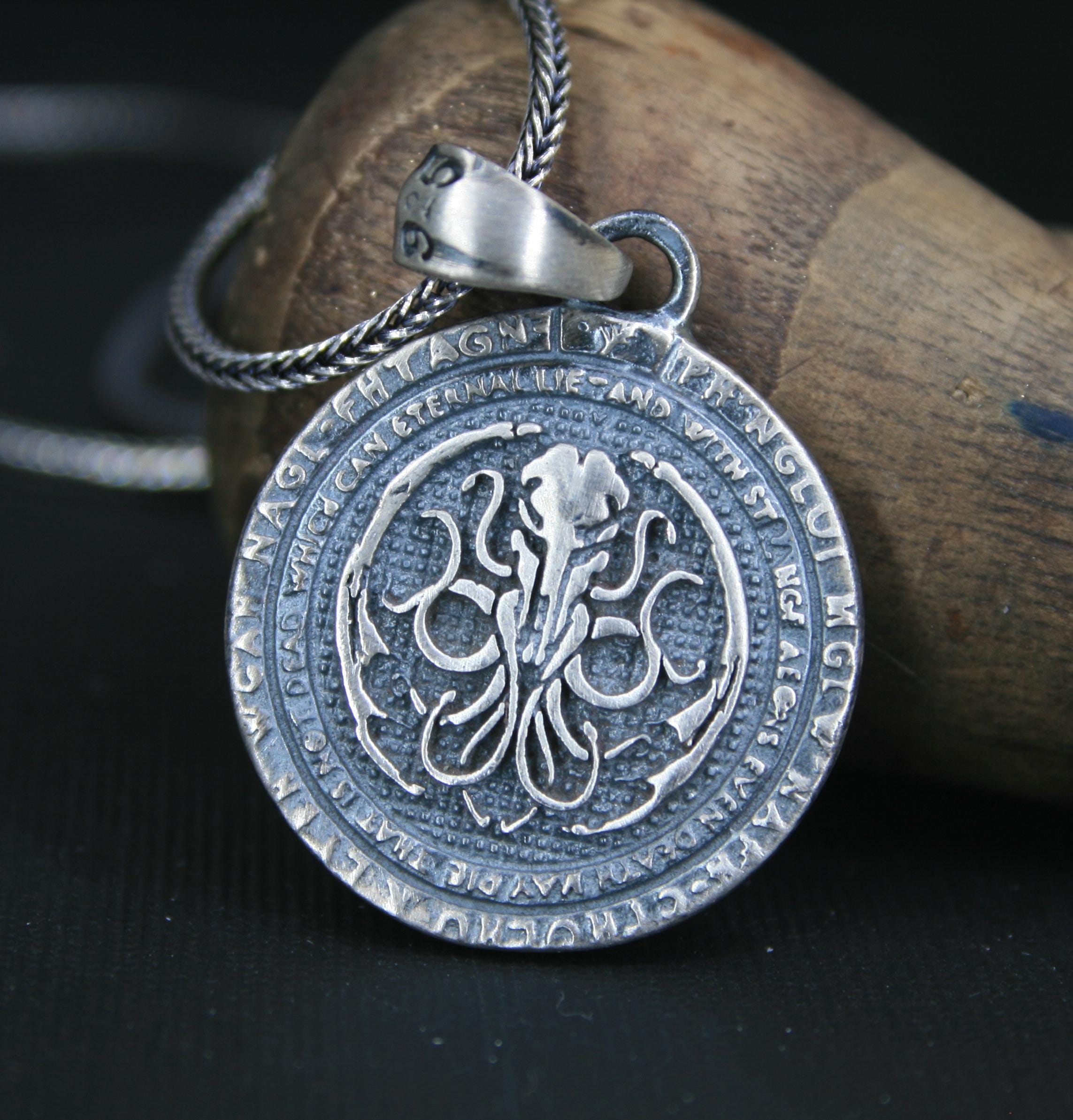 Cthulhu Necklace Handmade Cthulhu Silver Pendant Unique Mythos 