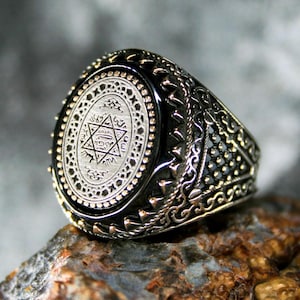 Handmade Sterling Silver Seal of Solomon Ring: Men&#39;s Talisman Jewelry