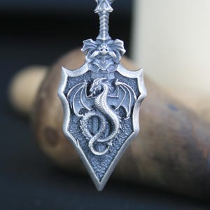 Handmade Dragon Silver Pendant - Mythical Dragon Jewelry