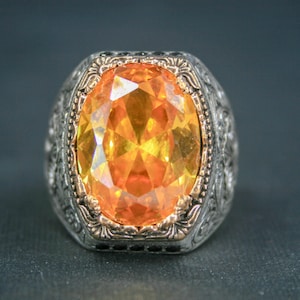 Citrin Stein 925k Sterling Silber Ring - Handmade Unisex Design