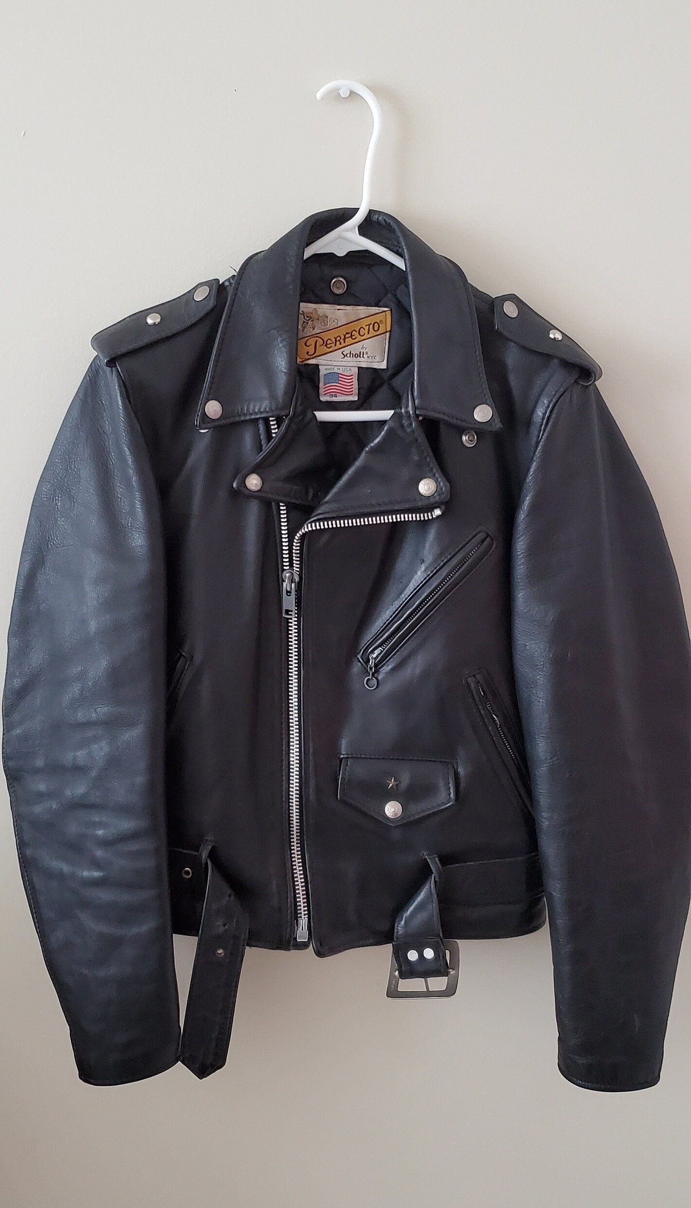 XS 70s Schott Perfecto Cuero Moto Chaqueta Hombre Tamaño 34 / Vintage Raro  Coleccionable Motociclista Abrigo -  México