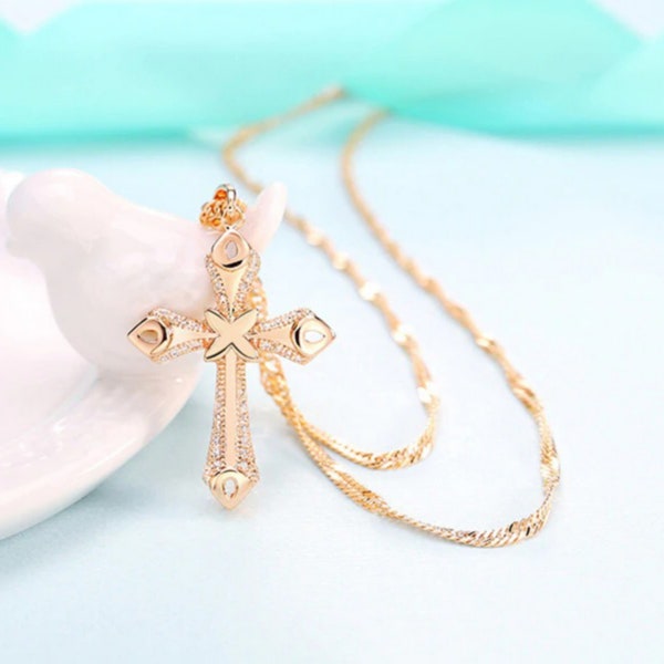 Acheter Lekani Inri Crucifix jésus chrétien 925 argent Sterling croix infinie pendentif colliers pour femmes catholique bijoux fins