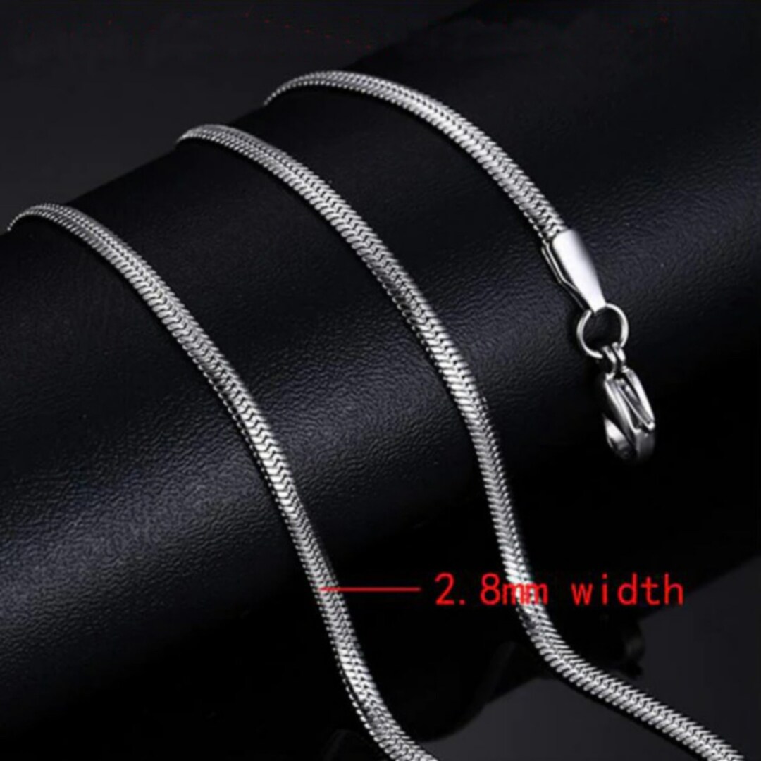 Flat Chain Necklace for Men Women, Stainless Steel, 60 Cm Width 2.8 Mm ...