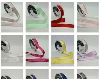 Berisfords Double Satin Ribbon Various Colours and Widths Available, Various Lengths Crafting, Bows
