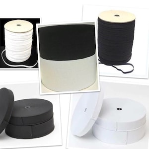 Flat Elastic Black & White Various Widths and Lengths available Sewing, Crafts, Dressmaking