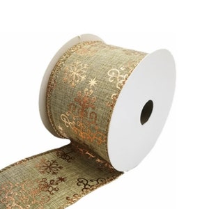 63mm Wired Hessian met Rose Gold Snowflake / Christmas Tree Ribbon, Crafting, Strikken, Geschenken, Verschillende lengtes Verkrijgbaar in 1m, 3m en 5m