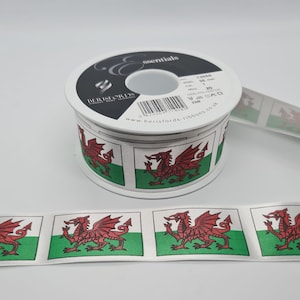 35 mm Breite walisische Drachenflagge Satinband Beresfords Marke perfekt für St David's Day, Bastelarbeiten, erhältlich in 1 m, 3 und 5 m Länge