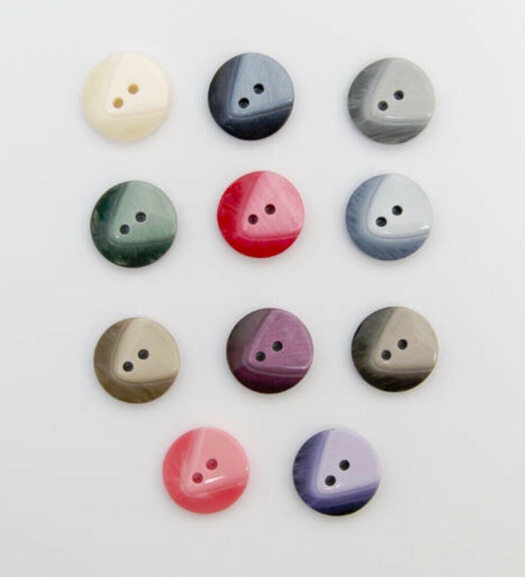 Chunky Flat 2 Hole Buttons Two Tone Sizes 18mm 20mm 25mm 11 Colours ...