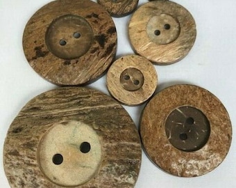 2 Loch Natürliche Kokosnuss Holzknöpfe 15mm 18mm 20mm 25mm 29mm 34mm 38mm 51mm Perfekt für Baby, gestrickt und Handwerk 6 oder 10 Knöpfe pro Packung