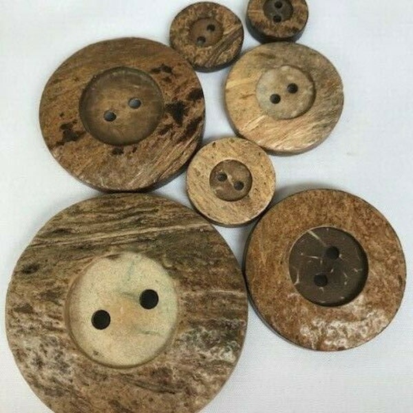 2 Loch Natürliche Kokosnuss Holzknöpfe 15mm 18mm 20mm 25mm 29mm 34mm 38mm 51mm Perfekt für Baby, gestrickt und Handwerk 6 oder 10 Knöpfe pro Packung