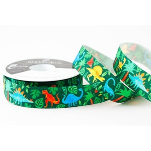Berisfords premium 25 mm breed dinosaurusthemalint 1 m, 3 m, lengtes van 5 m beschikbaar, knutselen, geschenken, cadeaus