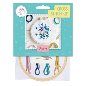Kit punto croce a mano con ricamo unicorno, anello circa 12,5 cm, artigianato