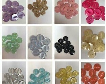 Fish Eye-knopen - verschillende kleuren en maten verkrijgbaar, gebreid, babykleding Verkocht in verpakkingen van 50 knopen