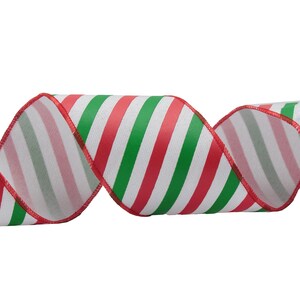 Bedraad rood/groen gestreept lint 63 mm breed, knutselen, strikken, cadeaus, kerstmis Diverse lengtes Verkrijgbaar in 1 m, 3 m en 5 m