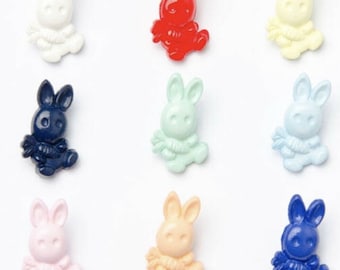 Schattige konijntjesvormige schachtknop, verschillende kleuren beschikbaar, breisels, kleding verkocht in verpakkingen van 10 knopen