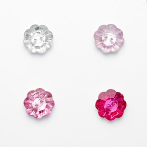 2 Hole Diamante Sparkly Flower Shaped Buttons Various Colours and Sizes Crafts, Knitting 11.5mm 13mm 15mm Sold in Packs of 10 Buttons