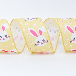 Lapin de Pâques jaune avec fil Ruban de 63 mm de largeur Différentes longueurs disponibles Artisanat, Pâques de printemps