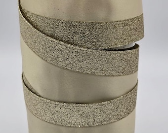 63mm Width Wired Gold Glitter Edge Ribbon, 4 Lengths, Bows, Wreath Making, Crafting, Christmas