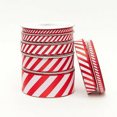 Red Ribbon, White Ribbon, Stripe Ribbon, Red and White Stripe Ribbon, 1  1/2 Wired Ribbon, 10 Yard Roll