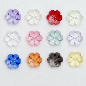 Klara Blommiga Plastglasknappar med 2 Hål, Platta Knappar 13 mm 15 mm, Stickade Babykläder, Säljs i Förpackning med 10 Knappar