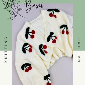 Easy Knitting Pattern Cherry Design Boxy Oversized Cropped Cardigan PDF