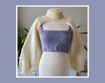 Hand Knitted Extreme Crop Cut Sleeve Sweater Arm Warmer Turtleneck Sleeve Cropped Jumper