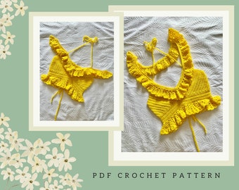 Sunshine Crop Top Crochet Pattern PDF Ruffle Frills Design