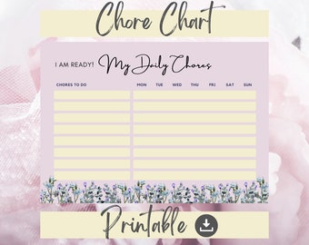 Floral Kids Chore Chart: Responsibility & Reward Tracker (PDF)