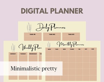 Floral Digital Planner: Daily, Weekly, Monthly (PDF)
