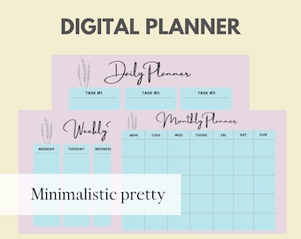 Floral Digital Planner: Daily, Weekly, Monthly (Fillable PDF)